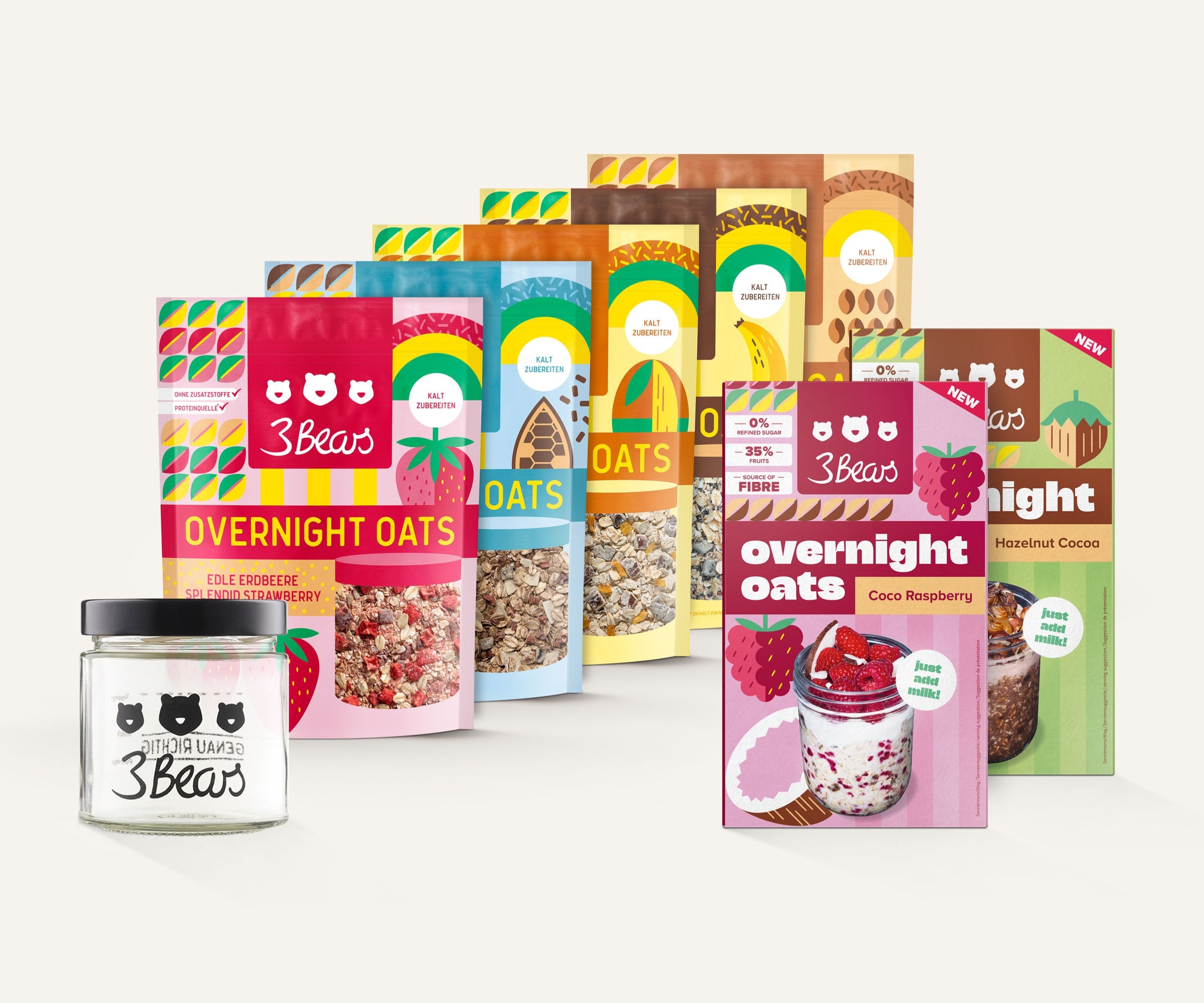 3Bears Overnight Oats Limited-Edition-Set with jar, naturally sweet, no additives, and 100% vegan