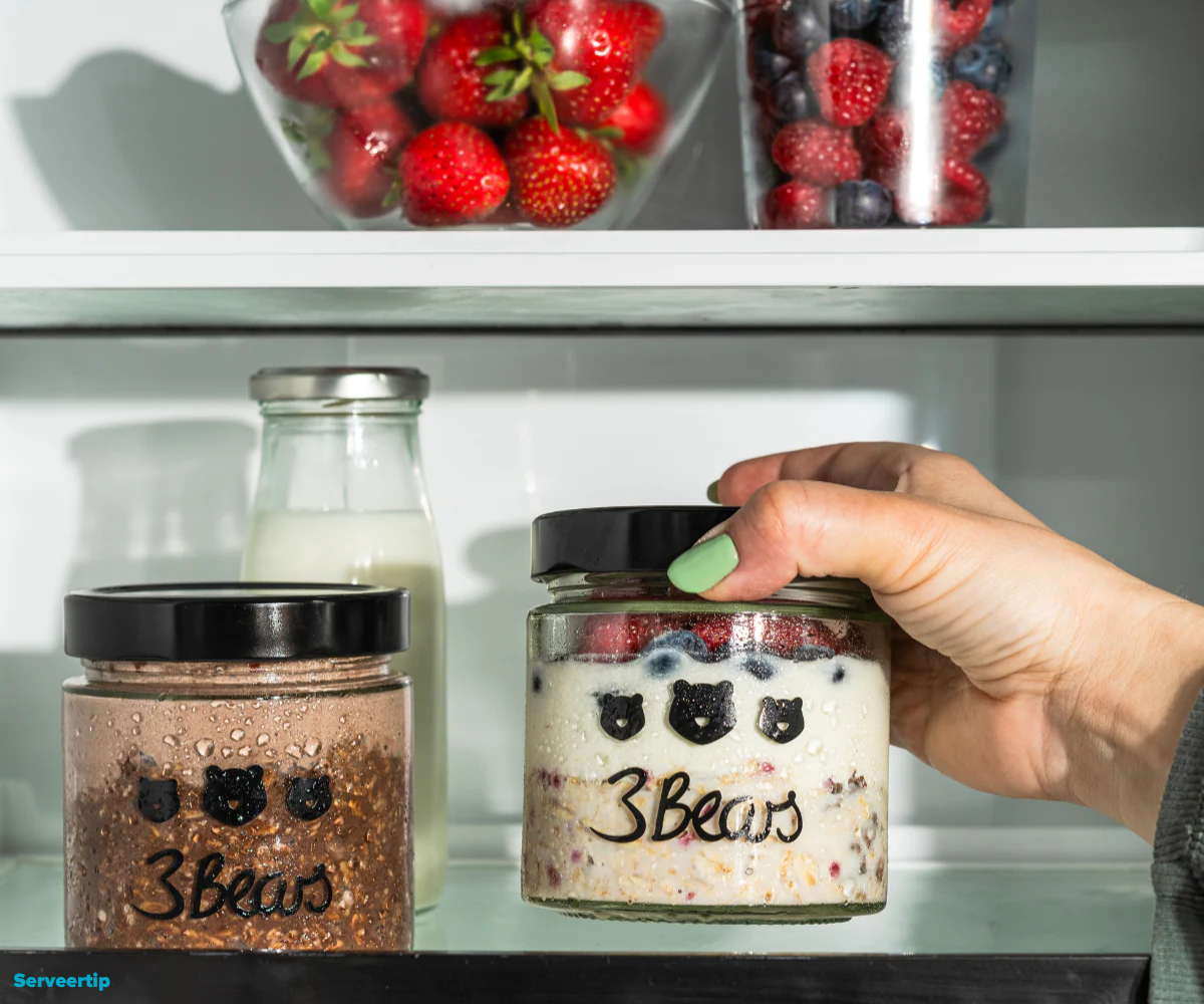 Meal Prep Overnight Oats placed in the fridge 